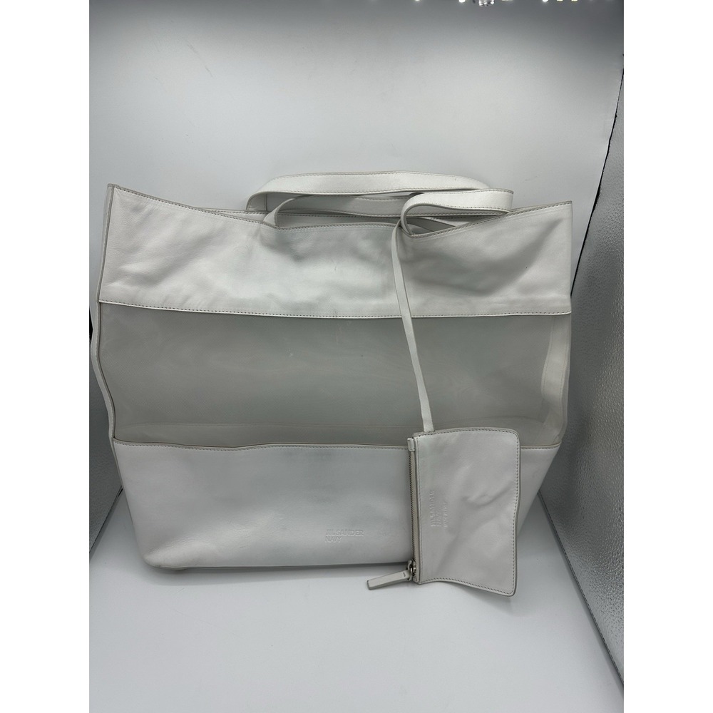 Jil Sander Navy Leather Tote Bag Made in Italy Minimalist Designer 18x14